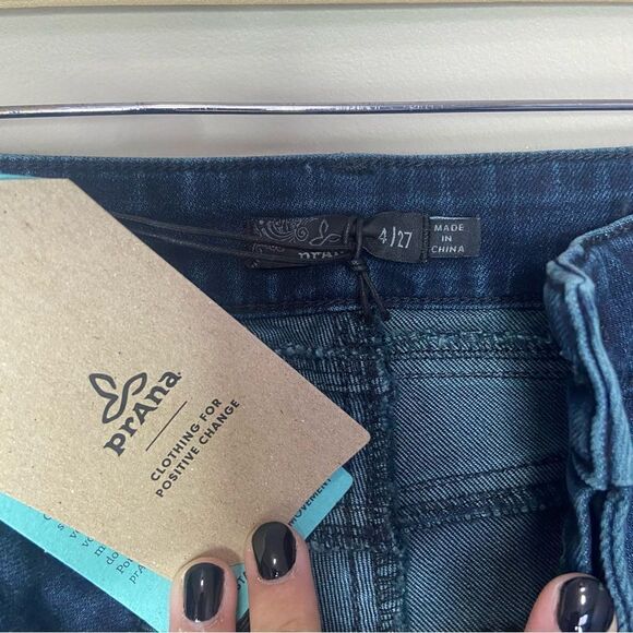 Prana NWT Deep Blue Buxton Stretch Denim Mid-Rise Jeans Size 4/27 - Picture 4 of 7